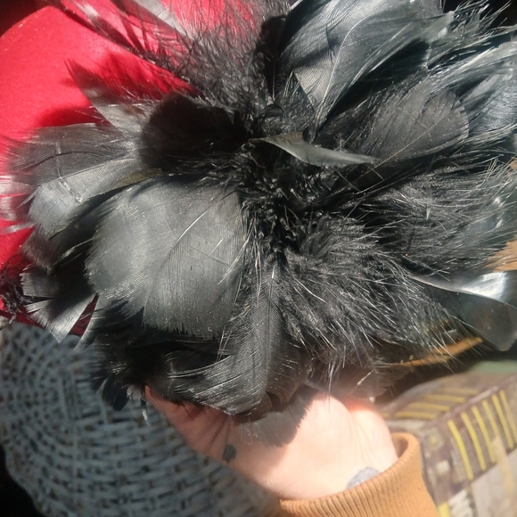 Bold Red and Black Hat with Textured Design - Picture 10 of 12